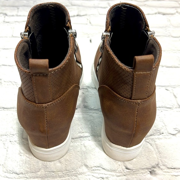 Journee Collection Penelope Wedge Sneakers - Brown - Picture 8 of 16